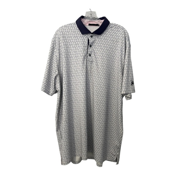 Greyson Polo Shirt Men's XL Blue Geometric All Over Print Stretch Logo Golf - Picture 1 of 12
